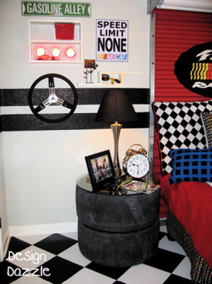 50 Ideas for Car Themed Rooms featured on Design Dazzle! Nascar at its ...