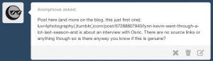 of this interview with Osric Chau is CONFIRMED. The quotes ...