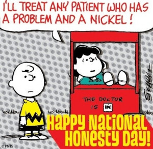 Happy National Honesty Day! Snoopy cartoon via www.Facebook.com/Snoopy