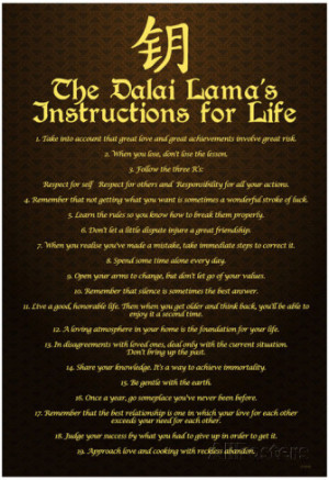 Dalai Lama (Instructions For Life) Art Poster Print Poster