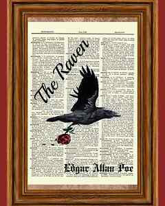 Edgar-Allan-Poe-Dictionary-Art-Raven-Rose-Story-Print-Book-Page-Quote ...