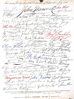 July 4th, Signatures Declaration of Independence