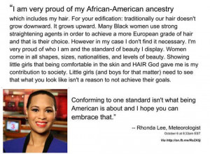 ... , Rhonda Lee, fired for defending her natural hair style on Facebook