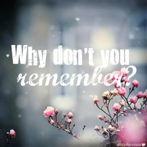 Why don't you remember?