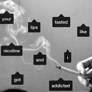 and white, cigarette, kiss, kissing, lips, love, more, nicotine, quote ...