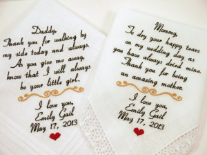 Mom Dad Embroidered Wedding Hankerchiefs handkerchiefs Personalized 2 ...