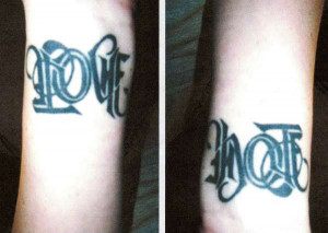 Hate Love Tattoo Tattoos Wrist