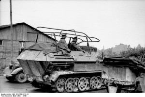 German General Heinz Guderian in a SdKfz. 251/3 halftrack vehicle ...