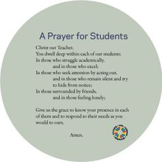 Prayer for Students // Alliance for Catholic Education More