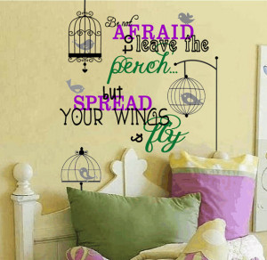 Spread Your Wings and Fly Wall Vinyl Decal Love Birds Birdcage Quote