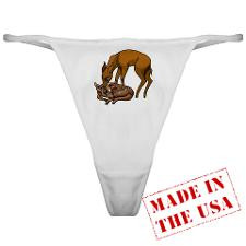 Cartoon Baby Deer With Mother Classic Thong for