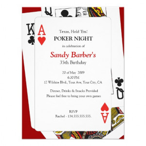 Poker Night - Texas Hold 'Em Party Invitation from Zazzle.com
