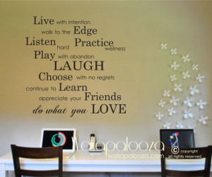 Live with Intention Wall Quote - Inspirational wall decal - family ...