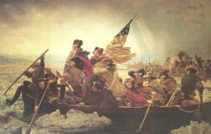 Emanuel Leutze's stylized depiction of Washington Crossing the ...
