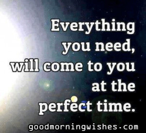 Everything you need,will come to you at the perfect time. Good Morning