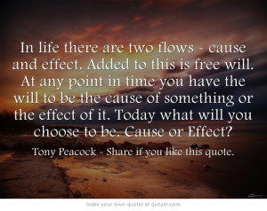 In life there are two flows - cause and effect. Added to this is free ...