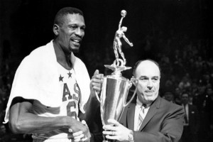 Bill Russell receives the Player of the Year award from NBA ...