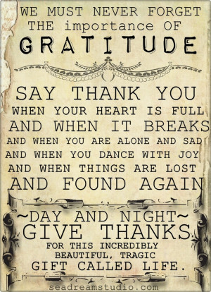 we must never forget the importance of gratitude