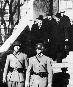 City officials being arrested and taken to the internment camp