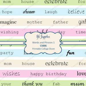 Words and Phrases - new printable collage sheet