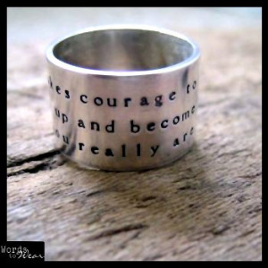 Custom Hand Stamped Wide Ring Quote, Poetry, Names