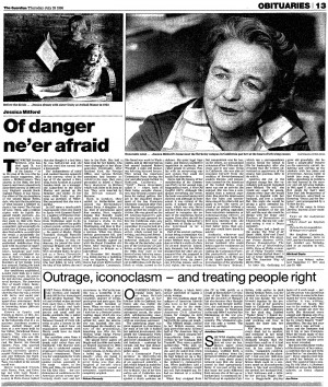 25 July 1996 Obituary Jessica Mitford she was described as of