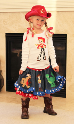 Custom Boutique Toy Story Jessie applique skirt set. $90.00, via Etsy.