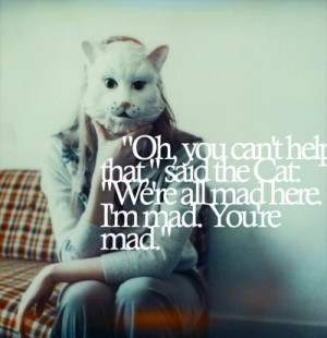 ... cat, mad, mask, quote, wonderland - inspiring picture on Favim.com