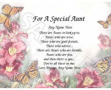 FOR A SPECIAL AUNT PERSONALIZED PRINT POEM MEMORY BIRTHDAY MOTHERS DAY ...