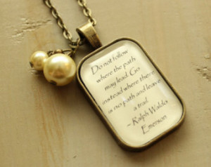 Rectangle Antique Bronze and Glass Ralph Waldo Emerson Quote Pendant ...