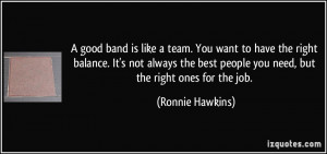 good band is like a team. You want to have the right balance. It's ...