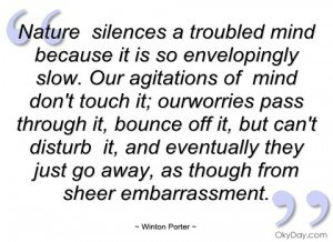 nature silences a troubled mind because it
