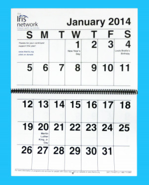 2014 Calendar Printable Large Print