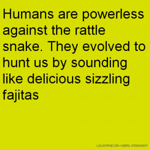 ... . They evolved to hunt us by sounding like delicious sizzling fajitas