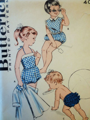 ... 1960s Child Playsuit Pattern, 1960s Sewing Pattern, 1960s Bathing Suit