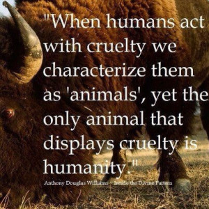 When human act with cruelty we characterize them as animals yet the ...