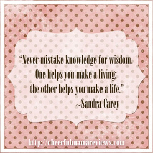 never mistake knowledge for wisdom quote