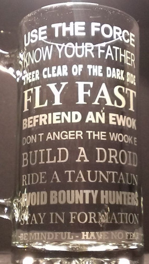Star Wars inspirational quotes Beer Mug Engraved/Etched Glass via Etsy