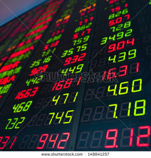 Display of Stock market quotes in China. - stock photo
