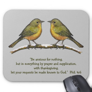 BIBLE VERSE, ANXIETY. Birds, Snowy Branch: ARTWORK Mouse Pad