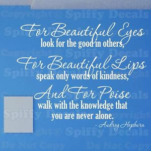 ... HEPBURN-BEAUTIFUL-EYES-LIPS-POISE-Quote-Vinyl-Wall-Decal-Decor-Sticker