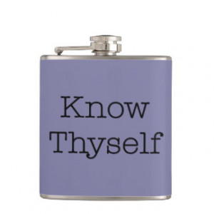 Purple Know Thyself Quotes Inspirational Quote Hip Flasks