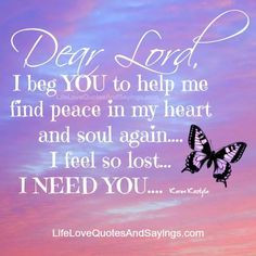 Dear Lord, I beg YOU to help me find peace in my heart and soul again ...