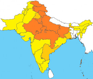 Areas where Hindi or Urdu is the official language