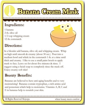 Banana Cream Facial Mask Beauty Recipe