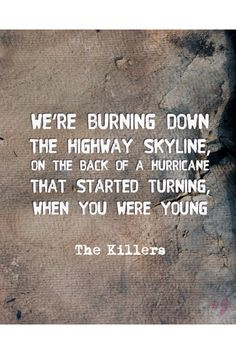 Etsy the killers print when you were young lyrics