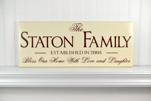 Personalized Family Name Sign Wedding Gift - Wooden Family Quote ...