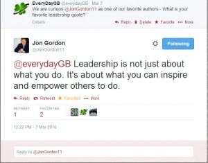 ... bus inspire jon gordon leadership others servant based leadership