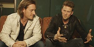 Tyler Hubbard (left) and Brian Kelley (right) at a Walmart interview