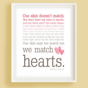 We Match Hearts - Pink Ombre Typography Wall Art - Adoption Quote